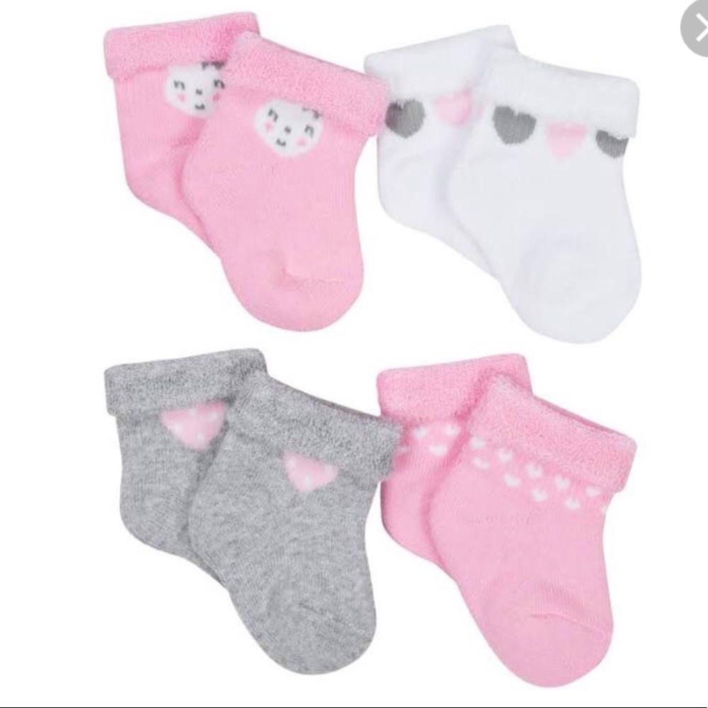 Gerber Newborn Baby Girl Organic Cotton Socks 4PK